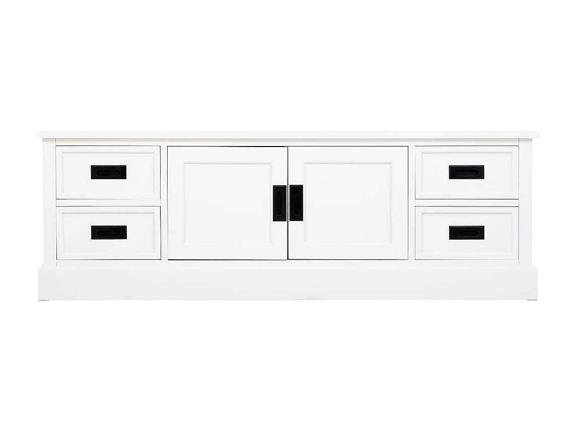 Mueble bajo de Madera blanco con 2 puertas y 4 cajones 154x45x51.5h cm
