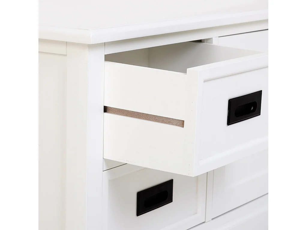 Mueble bajo de Madera blanco con 2 puertas y 4 cajones 154x45x51.5h cm