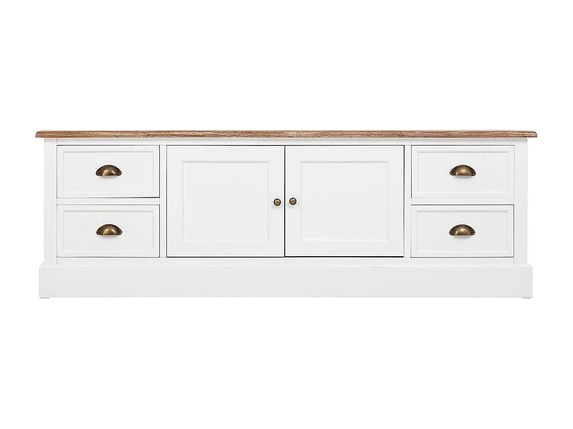 Mueble bajo de Madera blanco 2 puertas y 4 cajones 154x45x51.5h cm