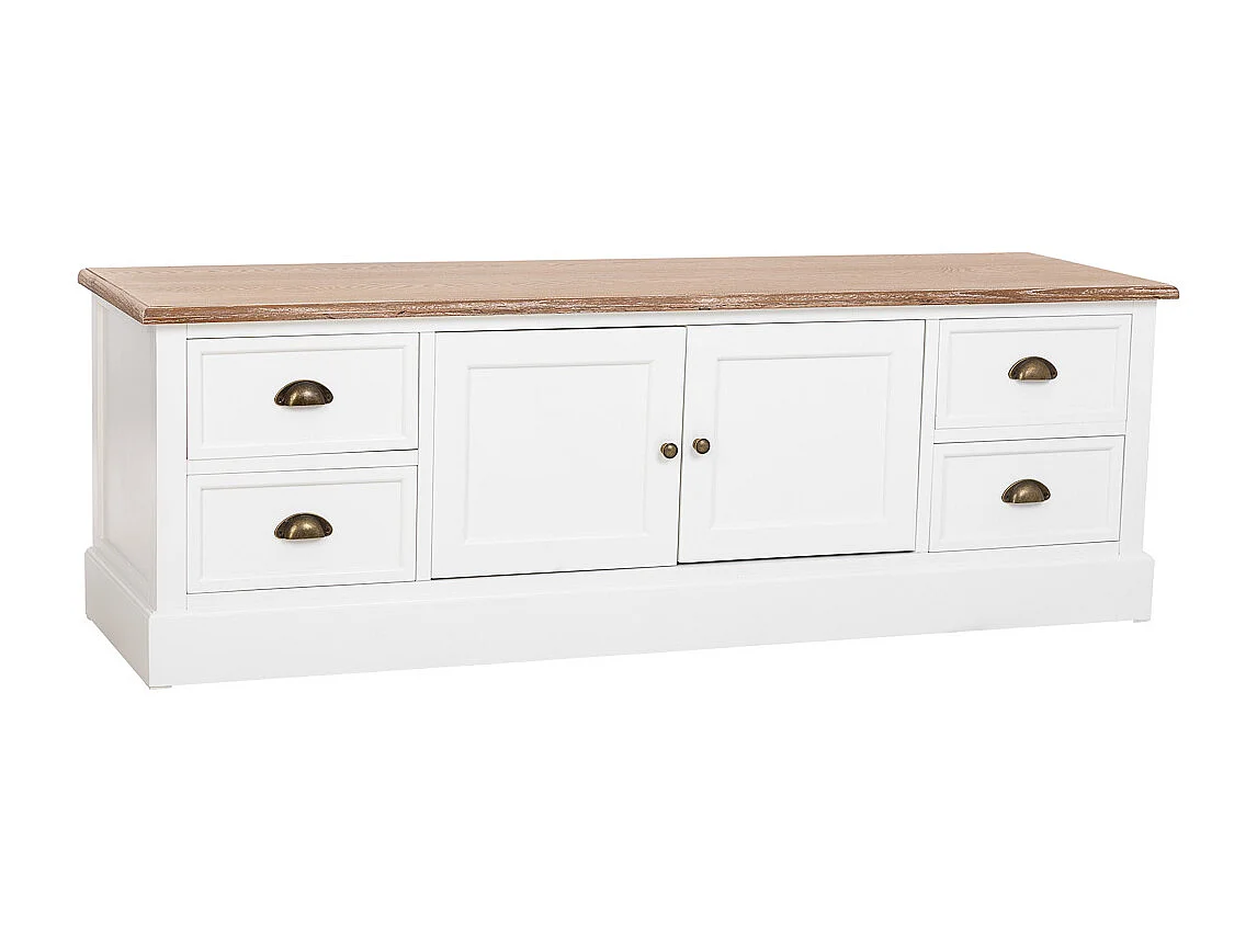 Mueble bajo de Madera blanco 2 puertas y 4 cajones 154x45x51.5h cm