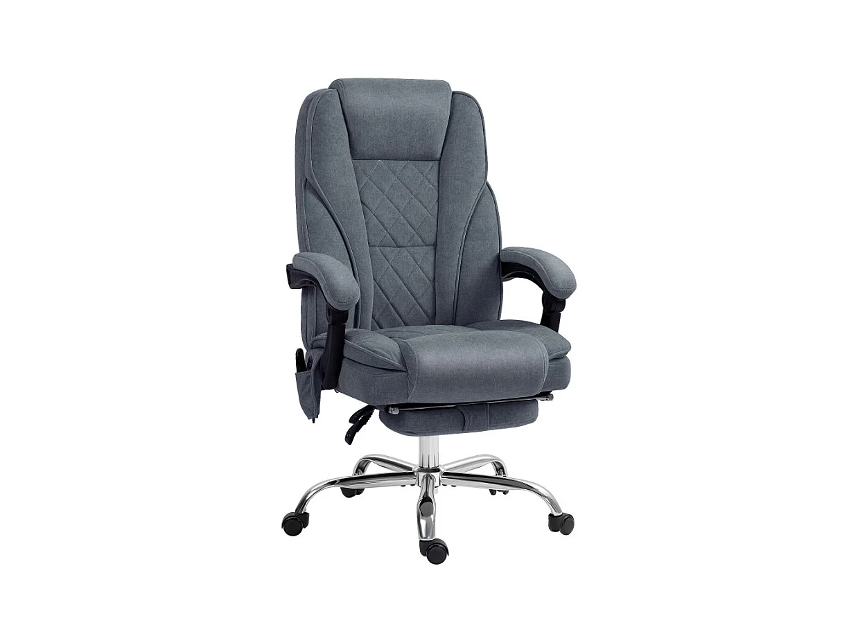 Fauteuil de bureau massant inclinable velours LORENDA gris