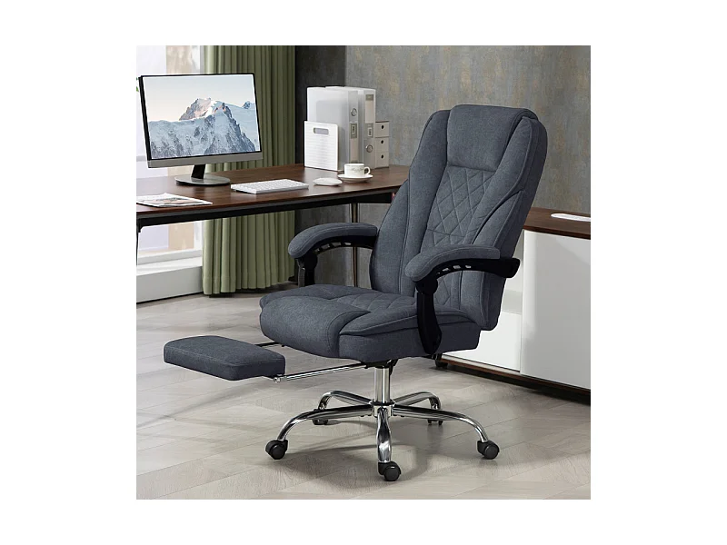Fauteuil de bureau massant inclinable velours LORENDA gris