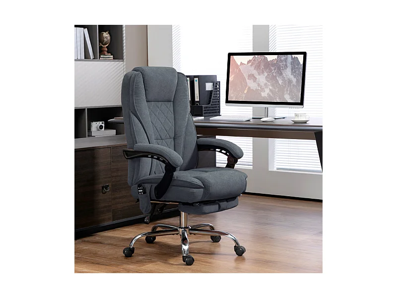 Fauteuil de bureau massant inclinable velours LORENDA gris