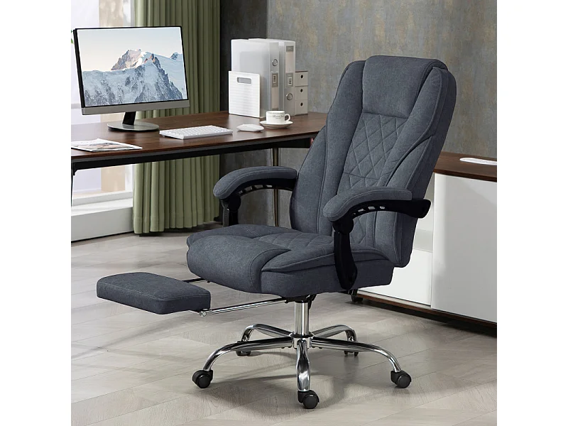 Fauteuil de bureau massant inclinable velours LORENDA gris