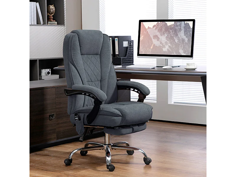 Fauteuil de bureau massant inclinable velours LORENDA gris