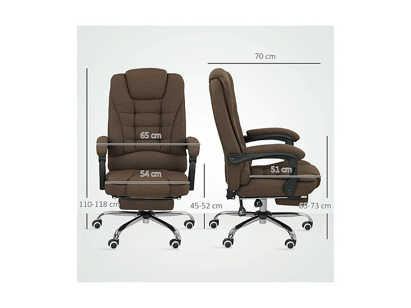 Fauteuil de bureau manager dossier inclinable HARRISON lin beige