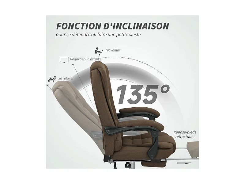 Fauteuil de bureau manager dossier inclinable HARRISON lin beige