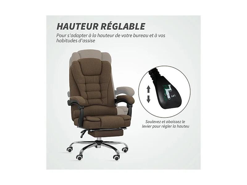 Fauteuil de bureau manager dossier inclinable HARRISON lin beige