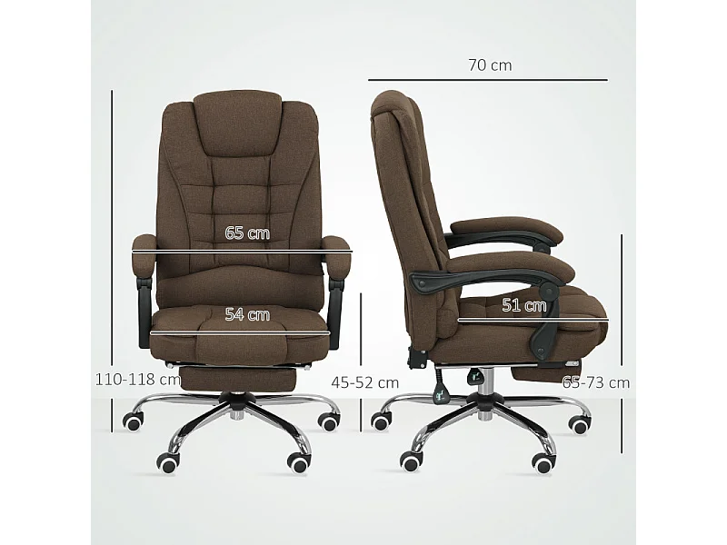 Fauteuil de bureau manager dossier inclinable HARRISON lin beige