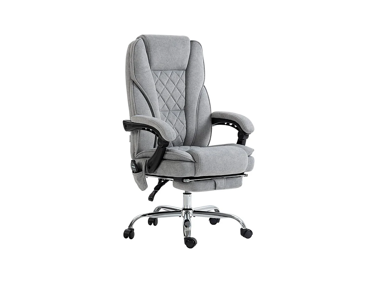 Fauteuil de bureau manager massant chauffant velours JULIA gris