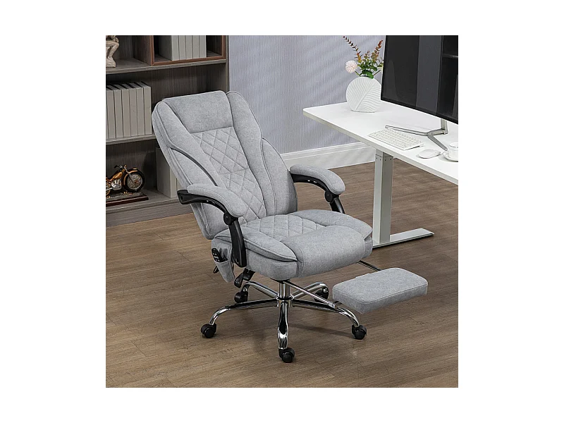 Fauteuil de bureau manager massant chauffant velours JULIA gris