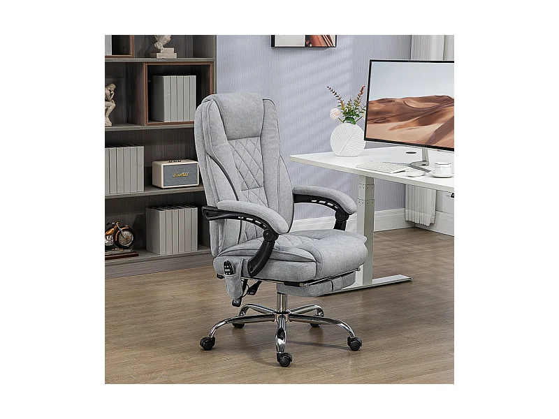 Fauteuil de bureau manager massant chauffant velours JULIA gris