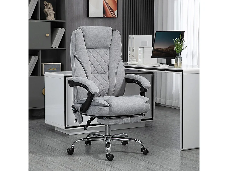 Fauteuil de bureau manager massant chauffant velours JULIA gris