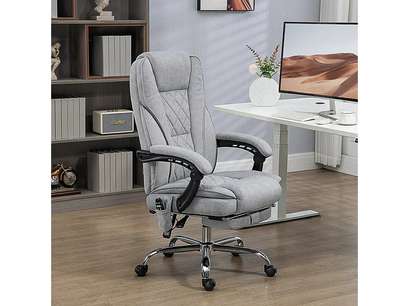 Fauteuil de bureau manager massant chauffant velours JULIA gris