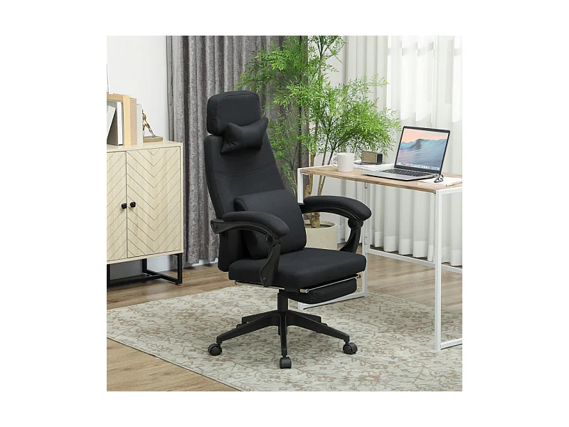 Fauteuil de bureau manager repose-pied intégrés JOYCE noir