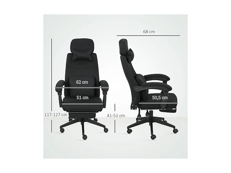 Fauteuil de bureau manager repose-pied intégrés JOYCE noir