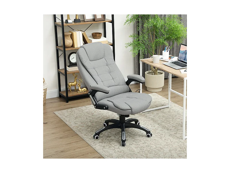 Fauteuil de bureau direction massant chauffant MATILDA gris clair