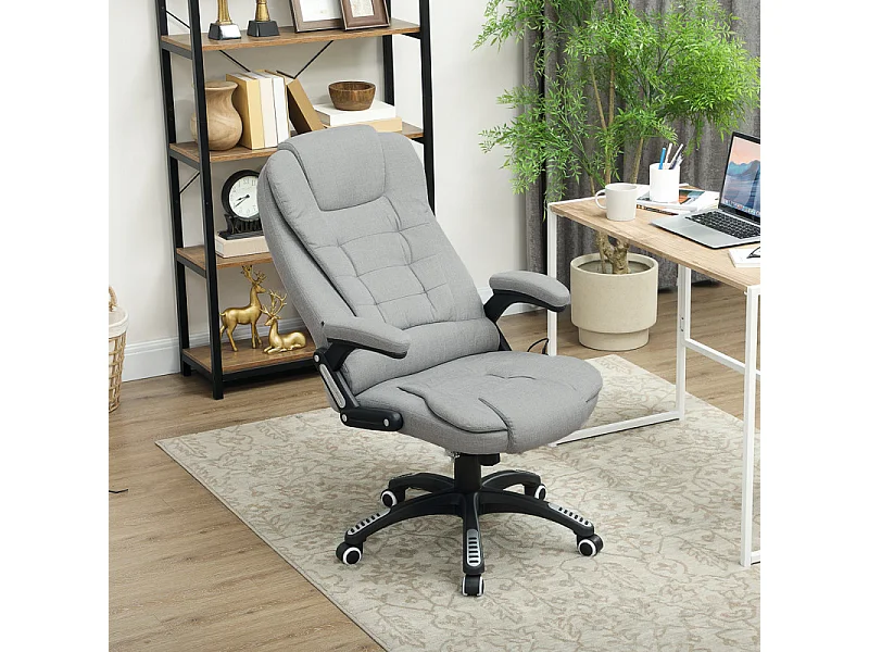 Fauteuil de bureau direction massant chauffant MATILDA gris clair