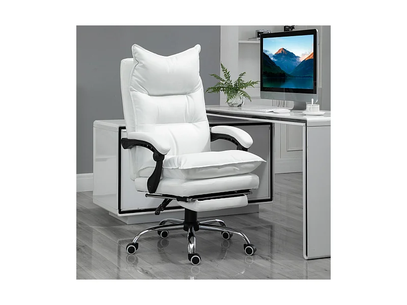 Fauteuil de bureau direction avec repose-pied CALIF blanc