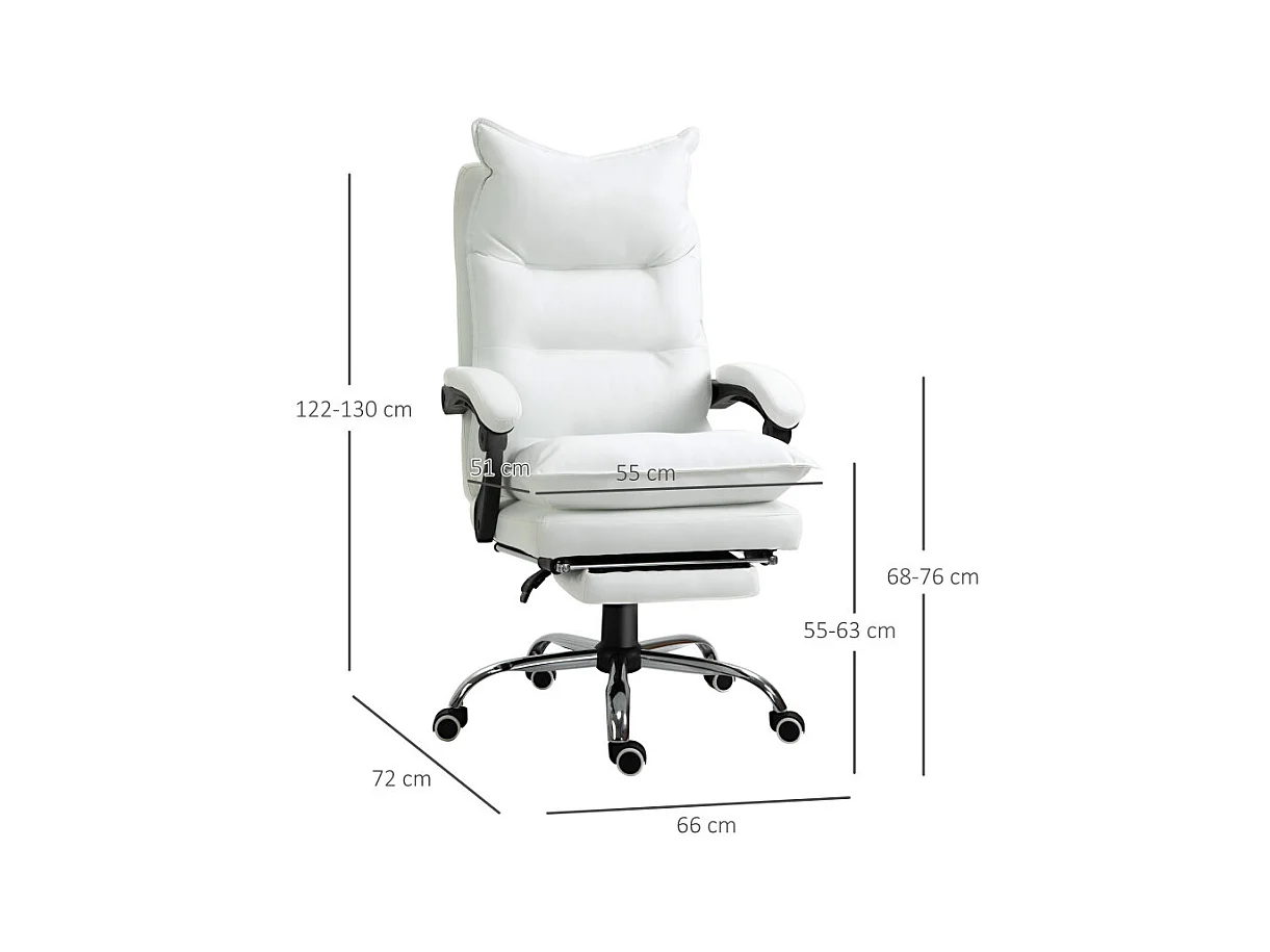Fauteuil de bureau direction avec repose-pied CALIF blanc