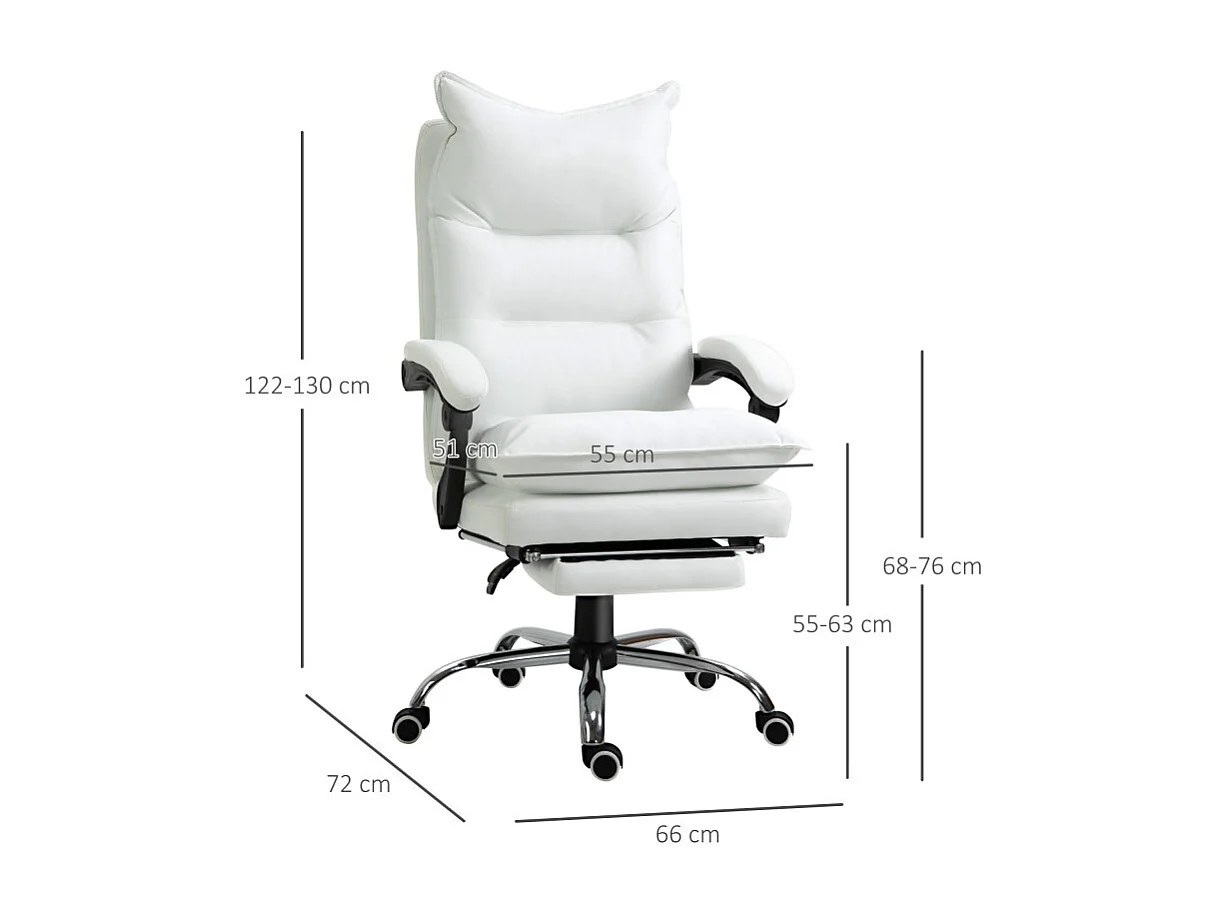 Fauteuil de bureau direction avec repose-pied CALIF blanc