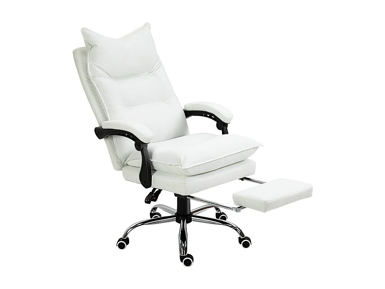 Fauteuil de bureau direction avec repose-pied CALIF blanc