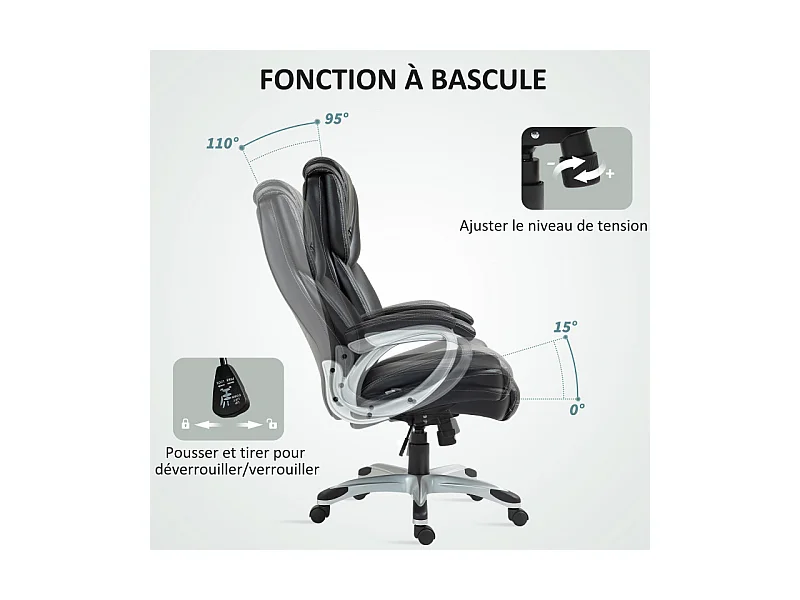 Chaise de bureau direction bascule RICCARDO noire