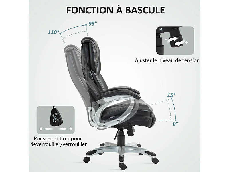 Chaise de bureau direction bascule RICCARDO noire