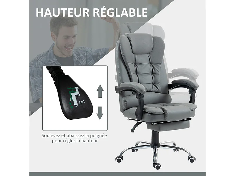 Fauteuil de bureau manager inclinable repose-pied HELMUT gris