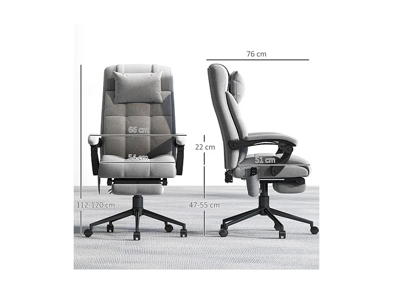 Chaise de bureau massante et chauffante LOVITTO grise