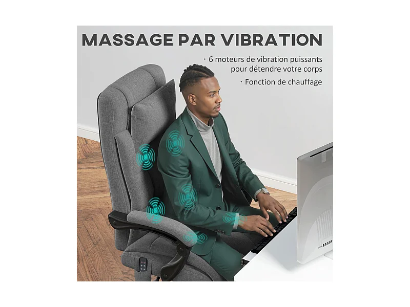 Chaise de bureau massante et chauffante LOVITTO grise