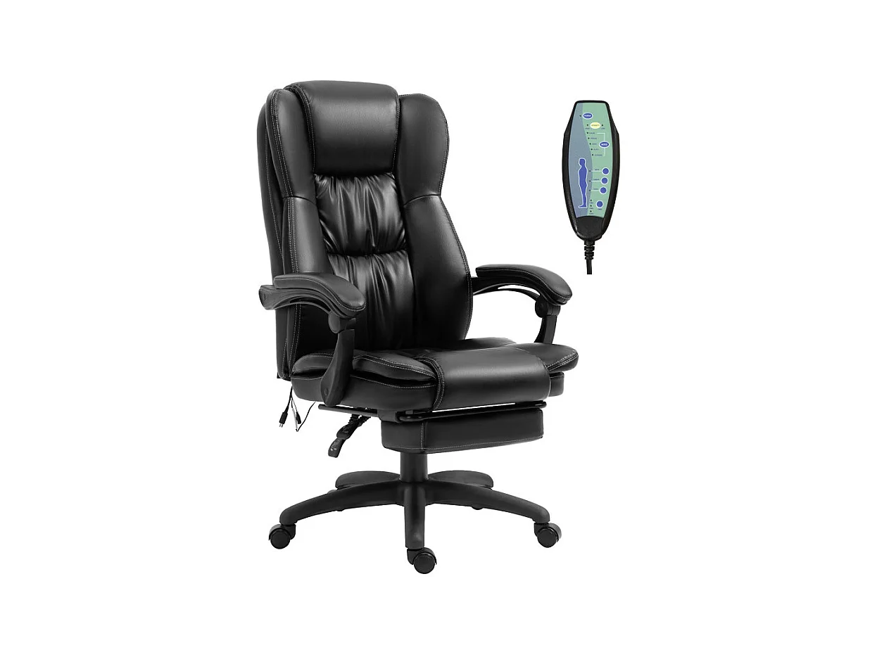 Fauteuil bureau massant inclinable réglable VINCETTO noir