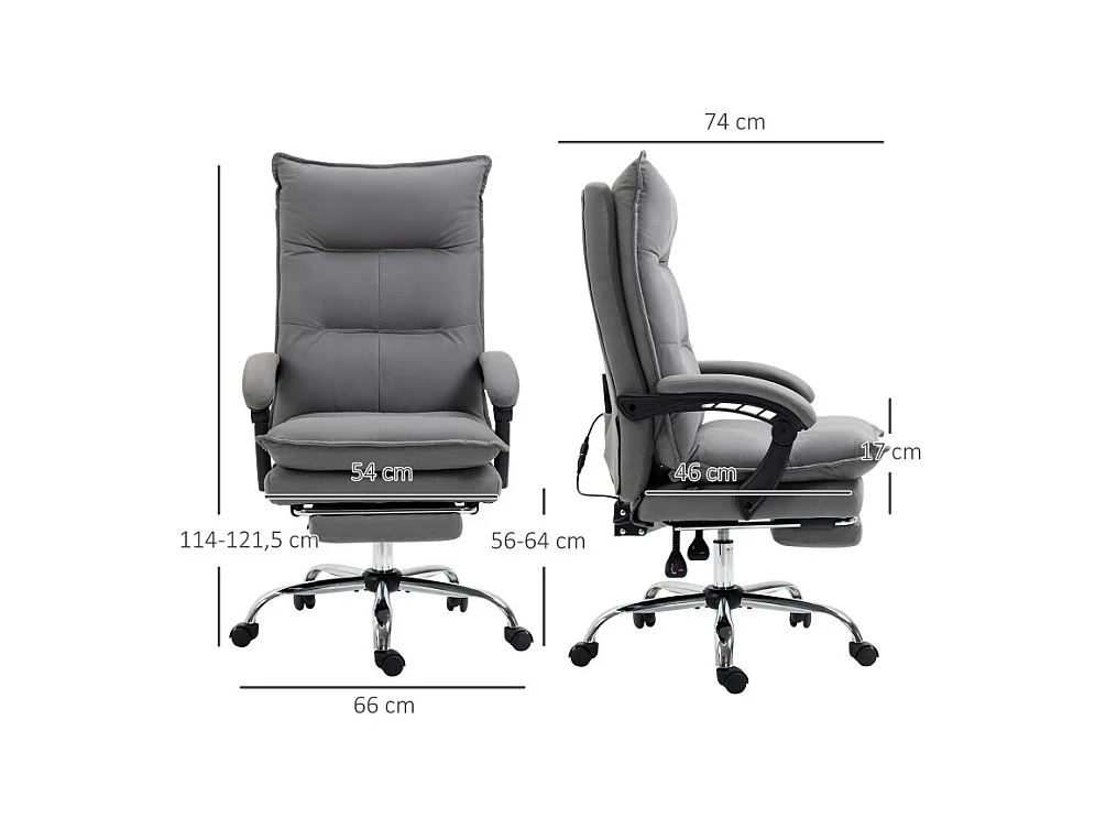 Fauteuil de bureau massant chauffant MONICA gris et noir