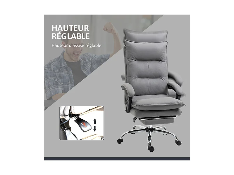 Fauteuil de bureau massant chauffant MONICA gris et noir