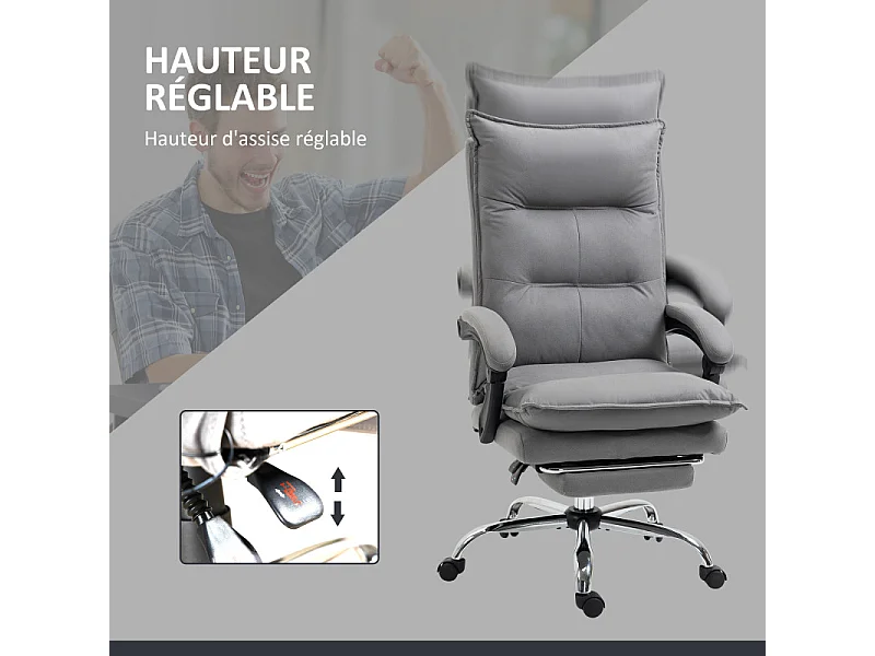 Fauteuil de bureau massant chauffant MONICA gris et noir
