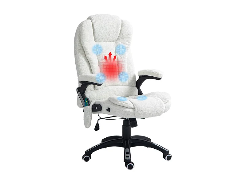Fauteuil de bureau direction massant chauffant LACHLAN blanc