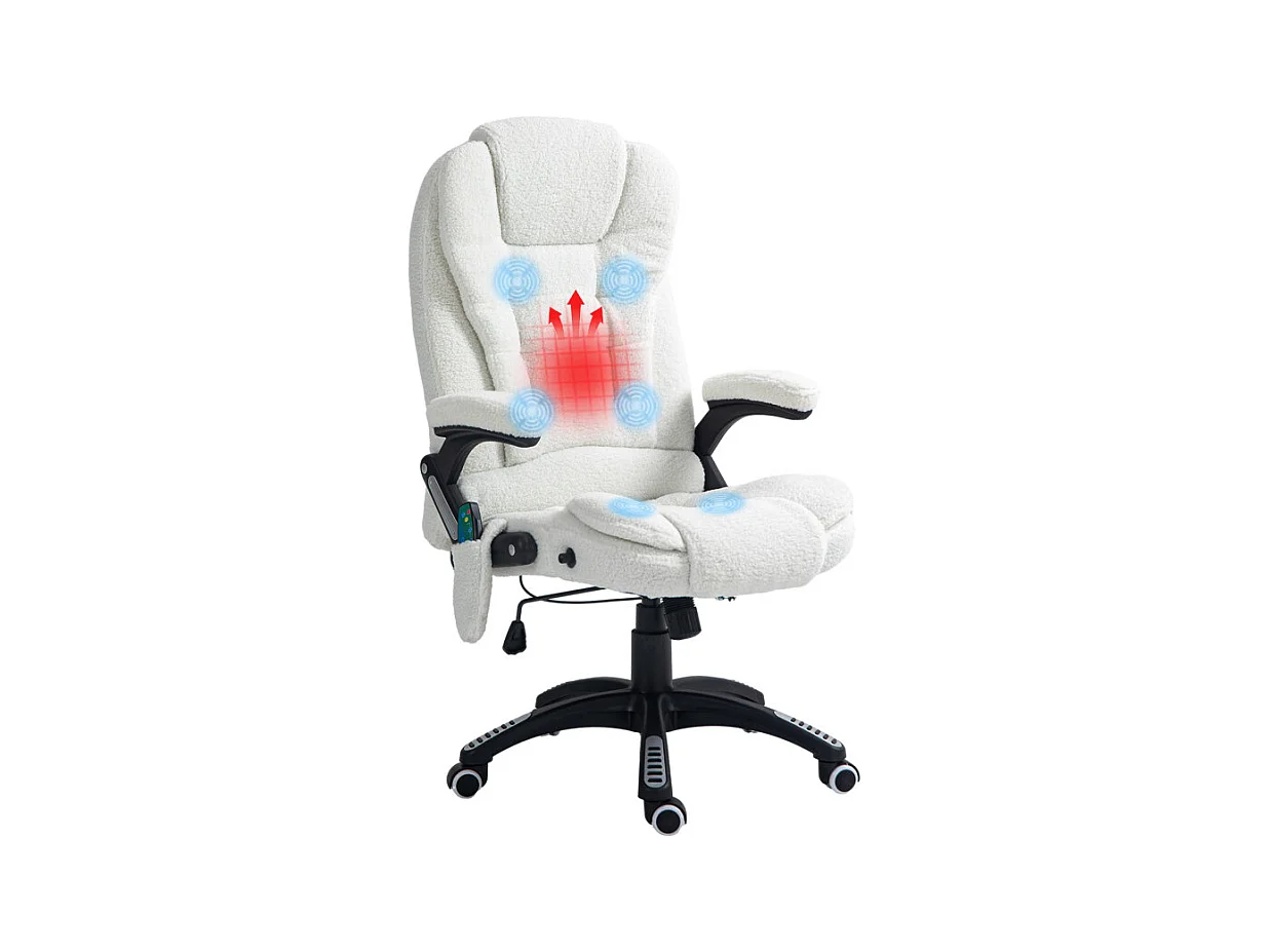 Fauteuil de bureau direction massant chauffant LACHLAN blanc