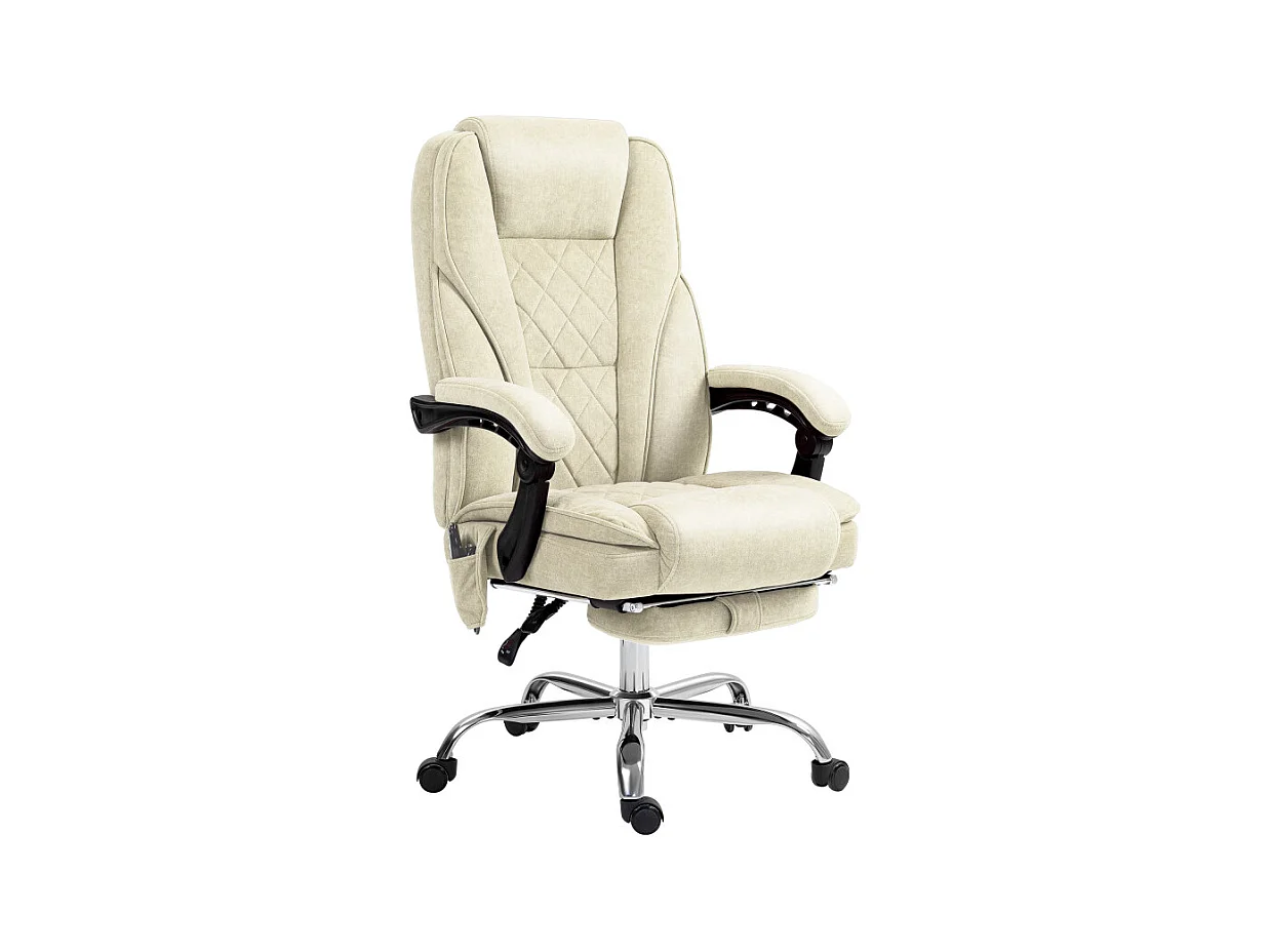 Fauteuil de bureau massant chauffant velours ALESSIO beige sable