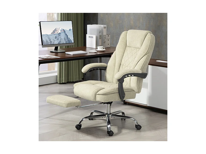 Fauteuil de bureau massant chauffant velours ALESSIO beige sable