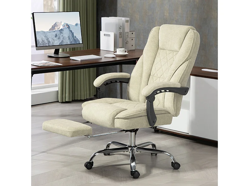 Fauteuil de bureau massant chauffant velours ALESSIO beige sable