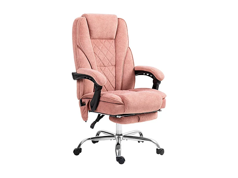 Fauteuil de bureau massant chauffant velours ISABELLA rose