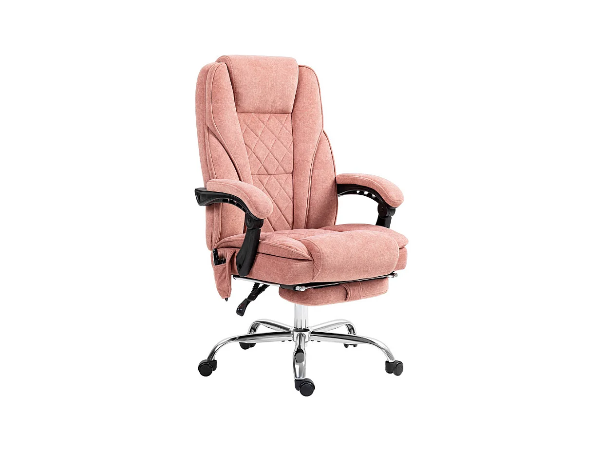 Fauteuil de bureau massant chauffant velours ISABELLA rose