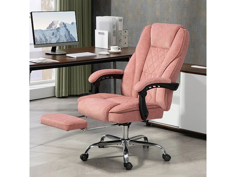 Fauteuil de bureau massant chauffant velours ISABELLA rose