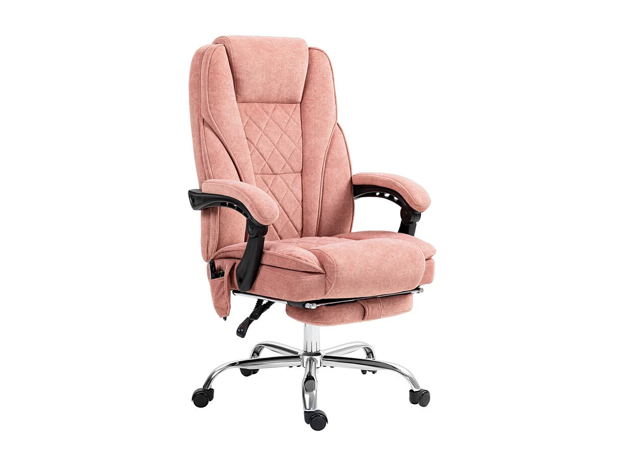 Fauteuil de bureau massant chauffant velours ISABELLA rose