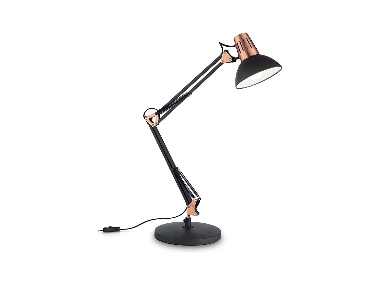 WALLY TL1, Lampe de table en métal noir et cuivre avec articulation, Ideal Lux
