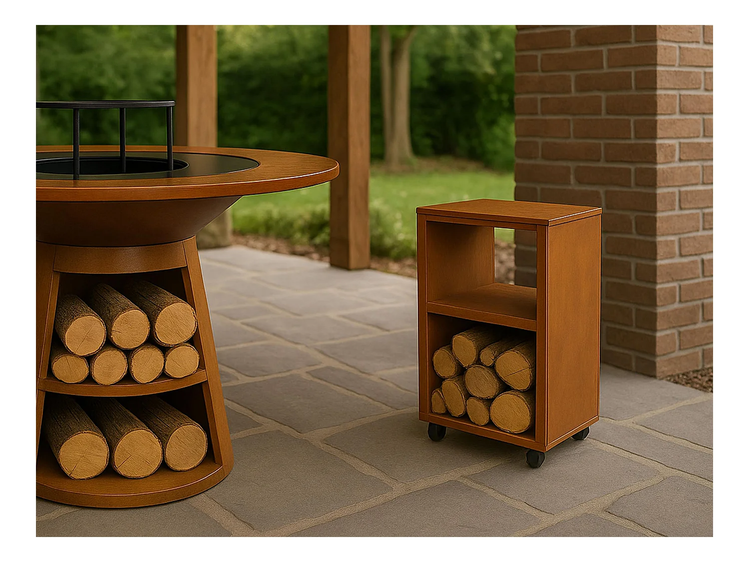 Table d'appoint pour barbecue en acier corten