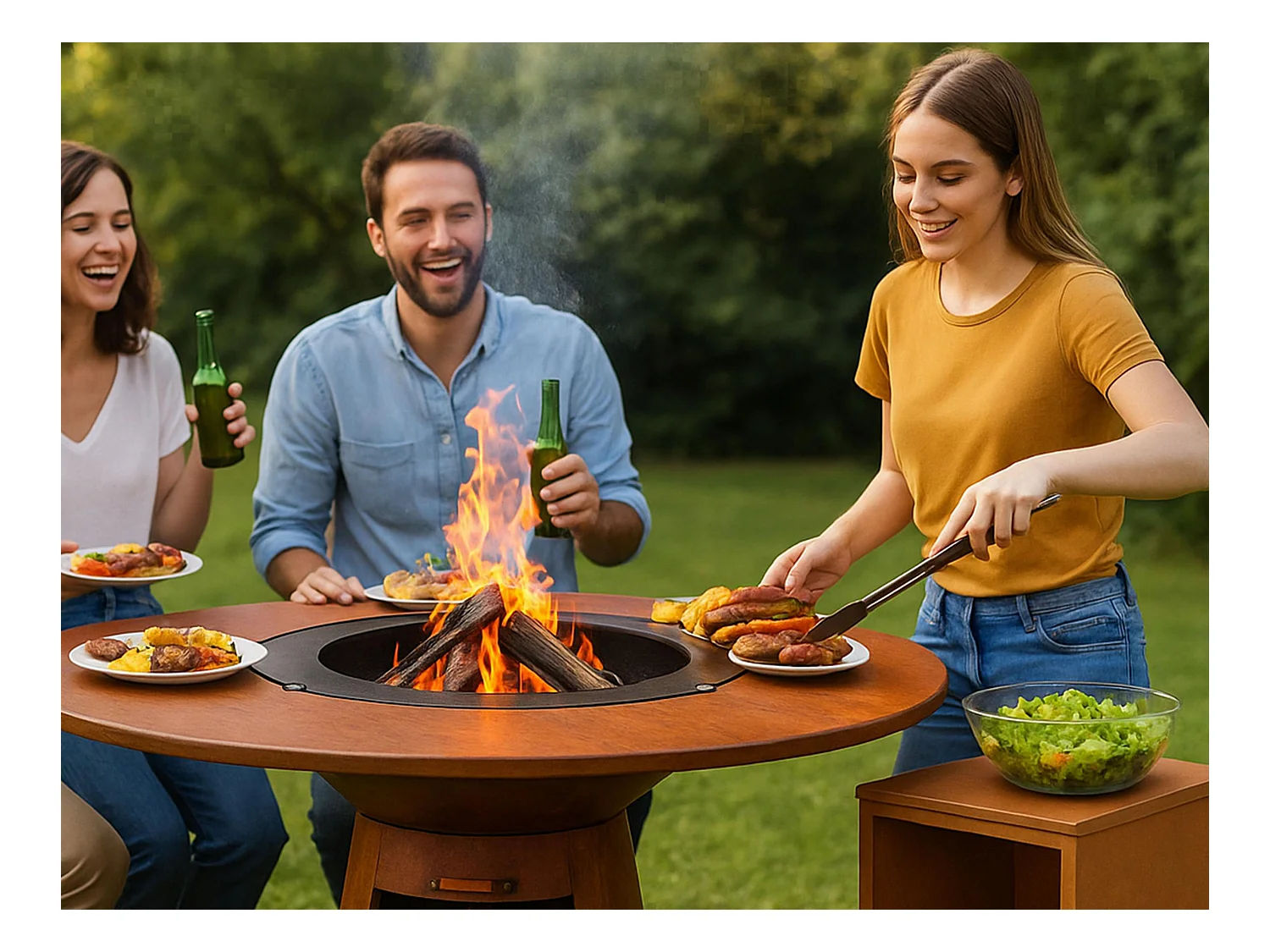 Table d'appoint pour barbecue en acier corten