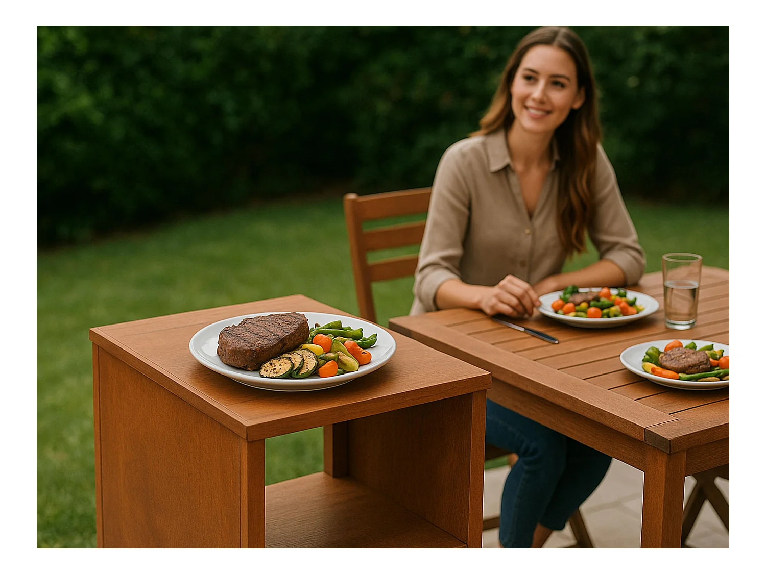 Table d'appoint pour barbecue en acier corten