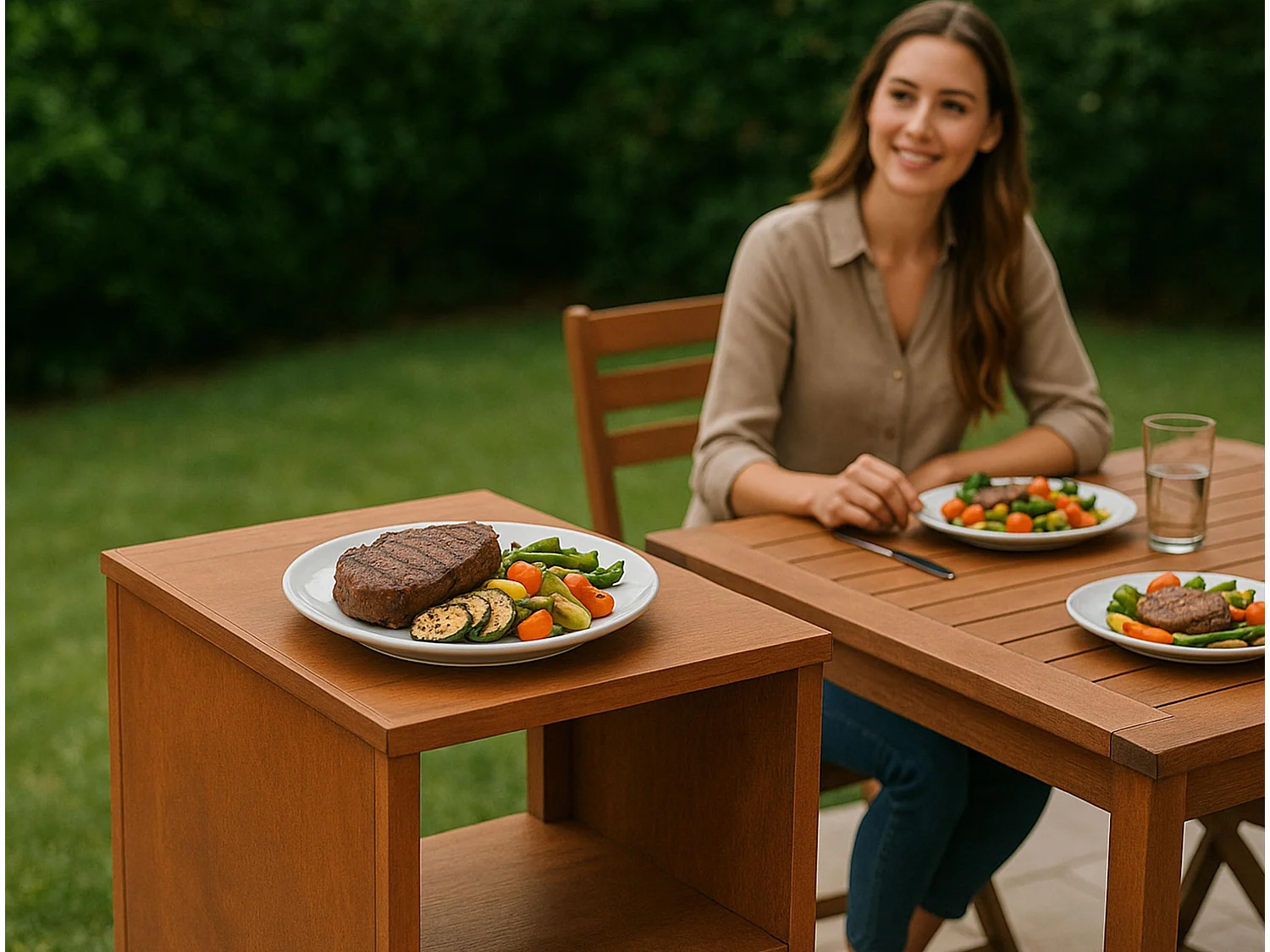 Table d'appoint pour barbecue en acier corten