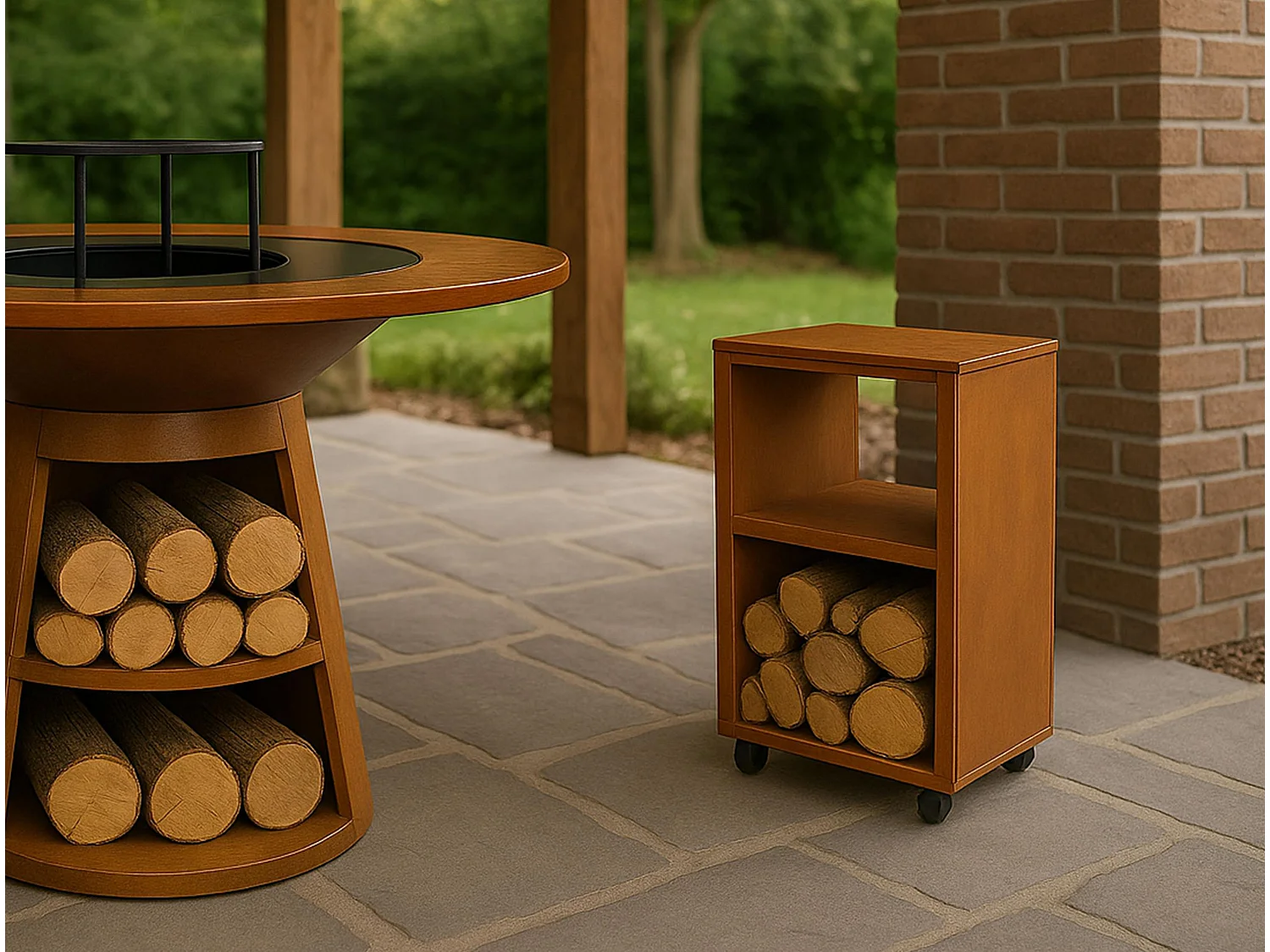 Table d'appoint pour barbecue en acier corten